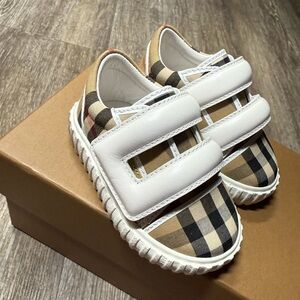 Burberry Checkered Kids Sneakers with White Straps